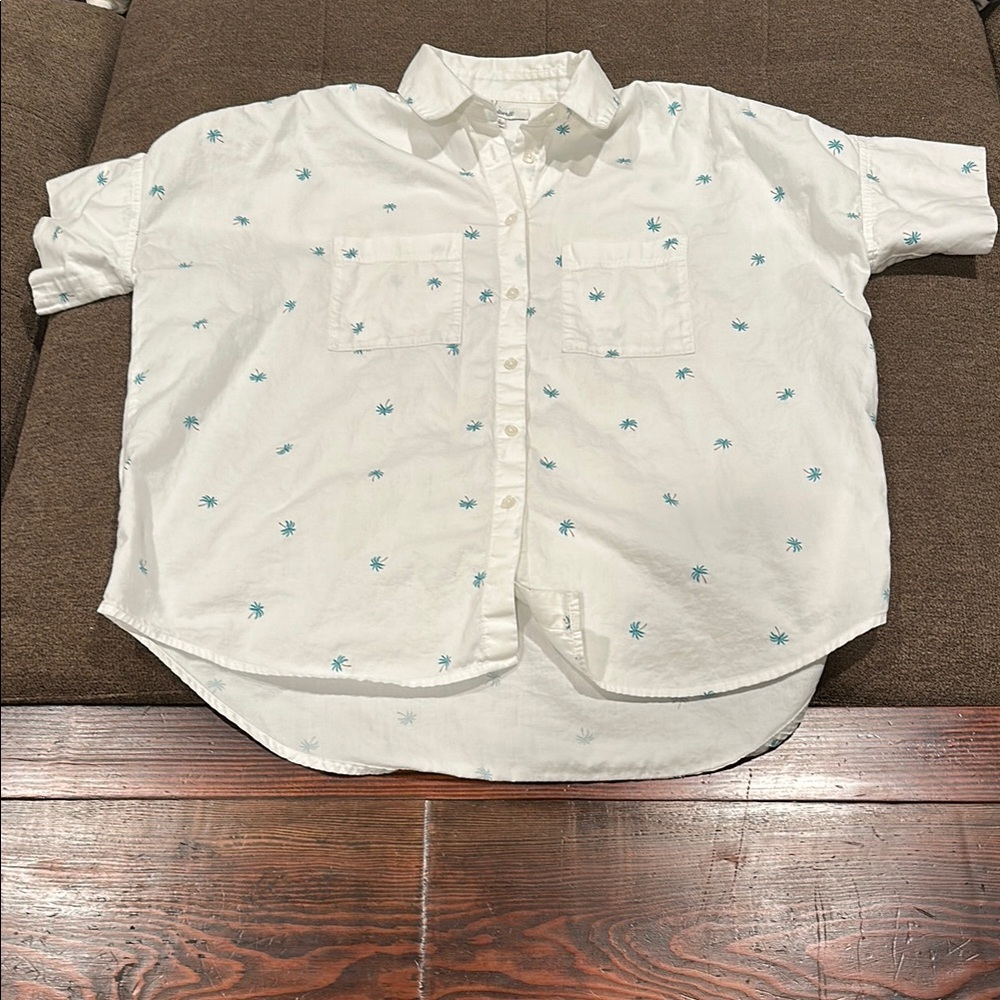 Madewell White Shirt with Palm Tree Print